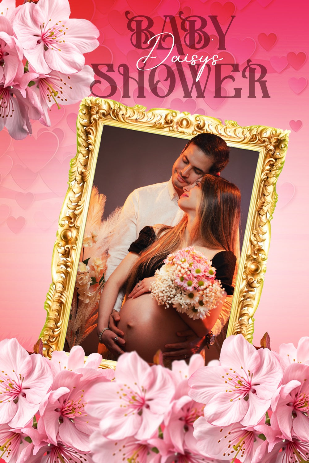 Flower Backdrop For Baby Shower Love Frame Floral Customized Backdrop UK LXX4-204