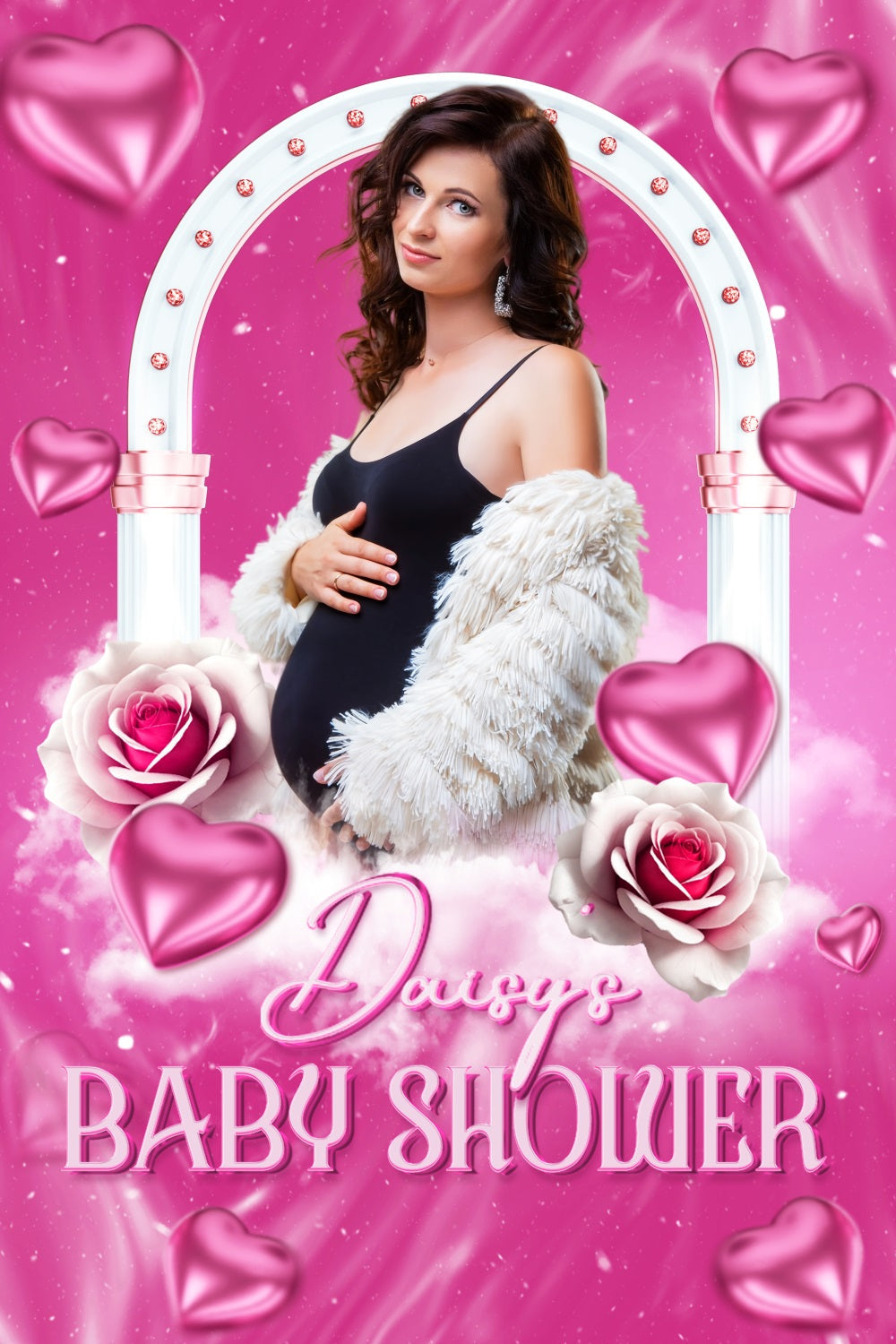 Custom Baby Shower Backdrop Heart Balloon Cloud Arch Backdrop UK LXX4-206