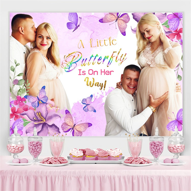 Baby Shower Backdrops For Girl Pastel Butterfly Garden Customized Backdrop UK LXX4-209