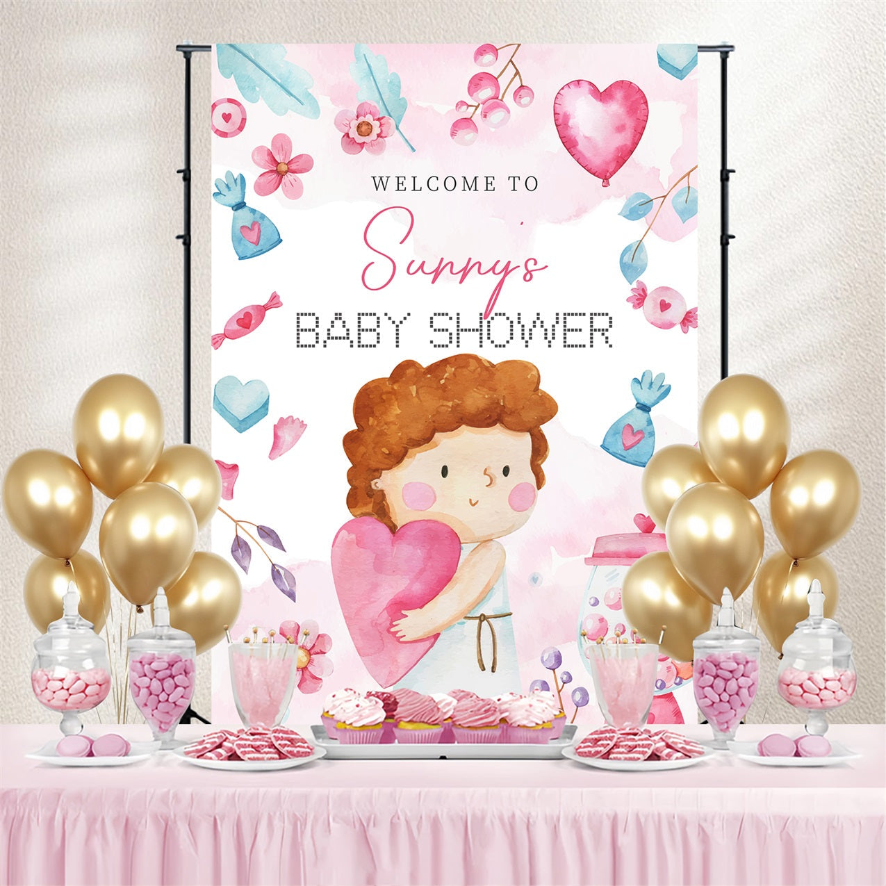 Baby Shower Backdrops Sweet Cartoon Candyland Customized Backdrop UK LXX4-216