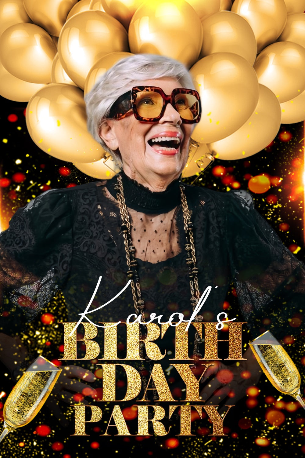 Custom Made Birthday Backdrops Golden Balloons Sparkle Backdrop UK LXX4-22