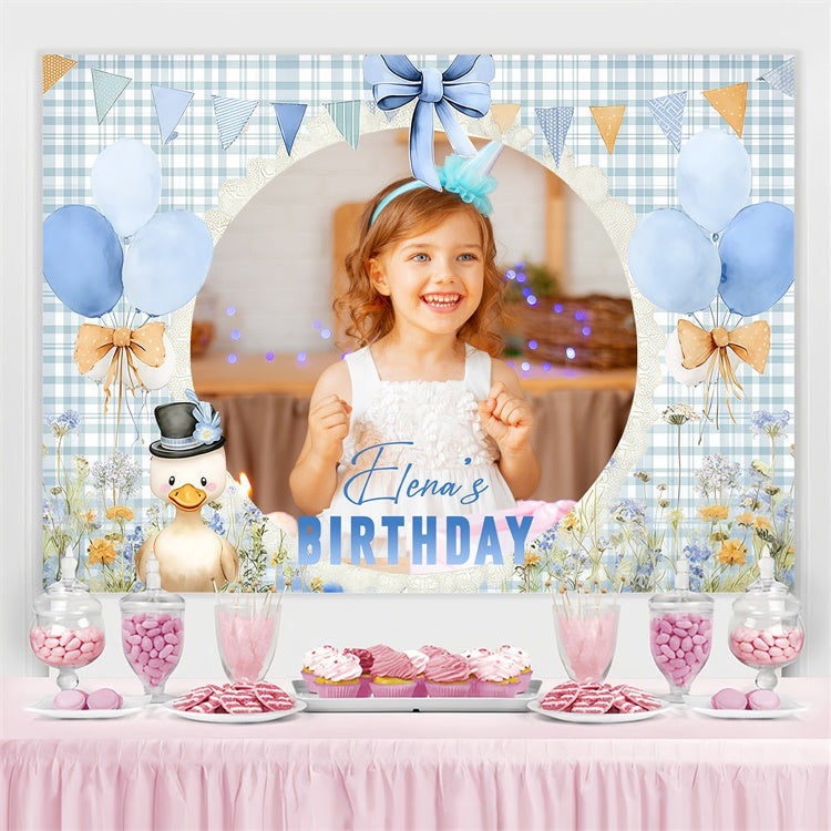 Customize Birthday Backdrop Sweet Blue Balloon Flower Backdrop UK LXX4-25