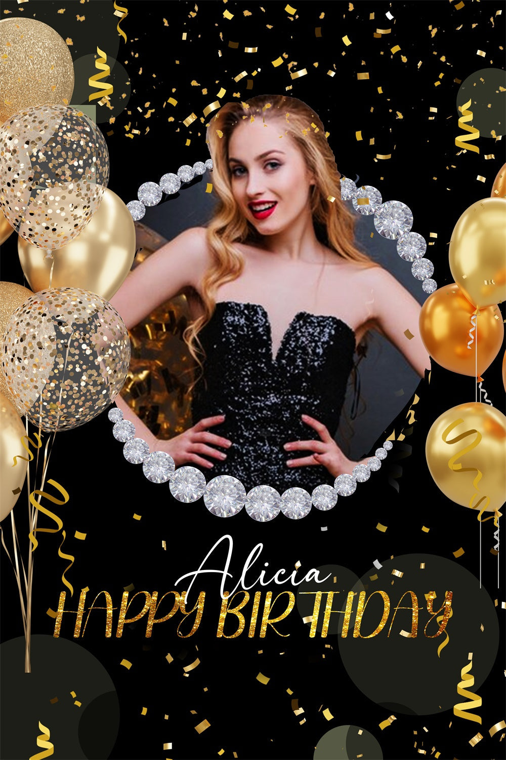 Personalized Birthday Backdrop Golden Sparkle Night Glam Backdrop UK LXX4-31