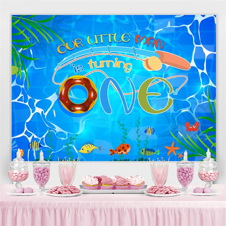 Custom Happy Birthday Backdrop Tropical Fish Blue Water Backdrop UK LXX4-34