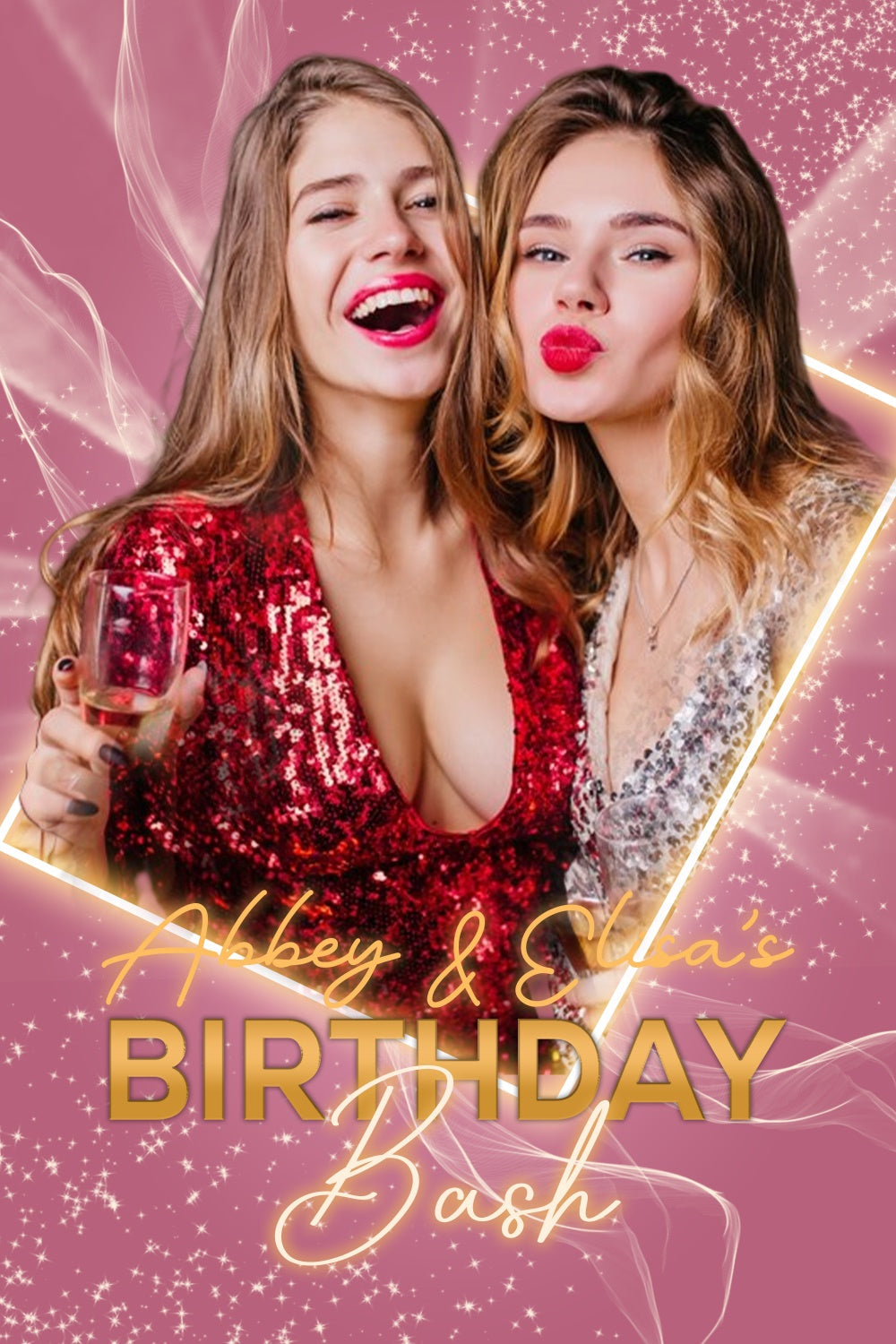 Personalized Backdrop For Birthday Pink Confetti Glow Backdrop UK LXX4-5