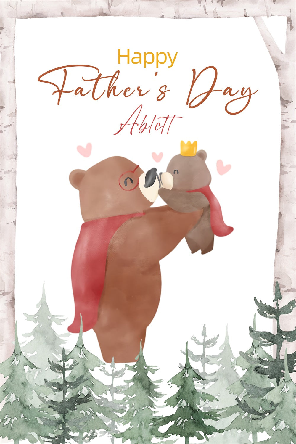 Father's Day Backdrop Woodland Bear Hug Personalised Backdrop UK LXX4-54