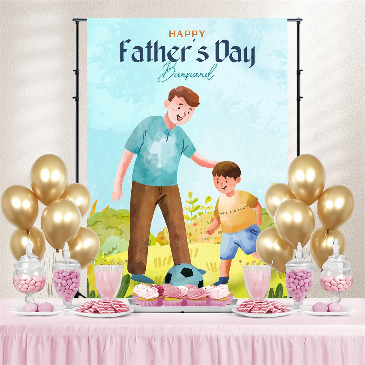 Fathers Day Backdrop Father Son Soccer Game Custom Backdrop UK LXX4-55