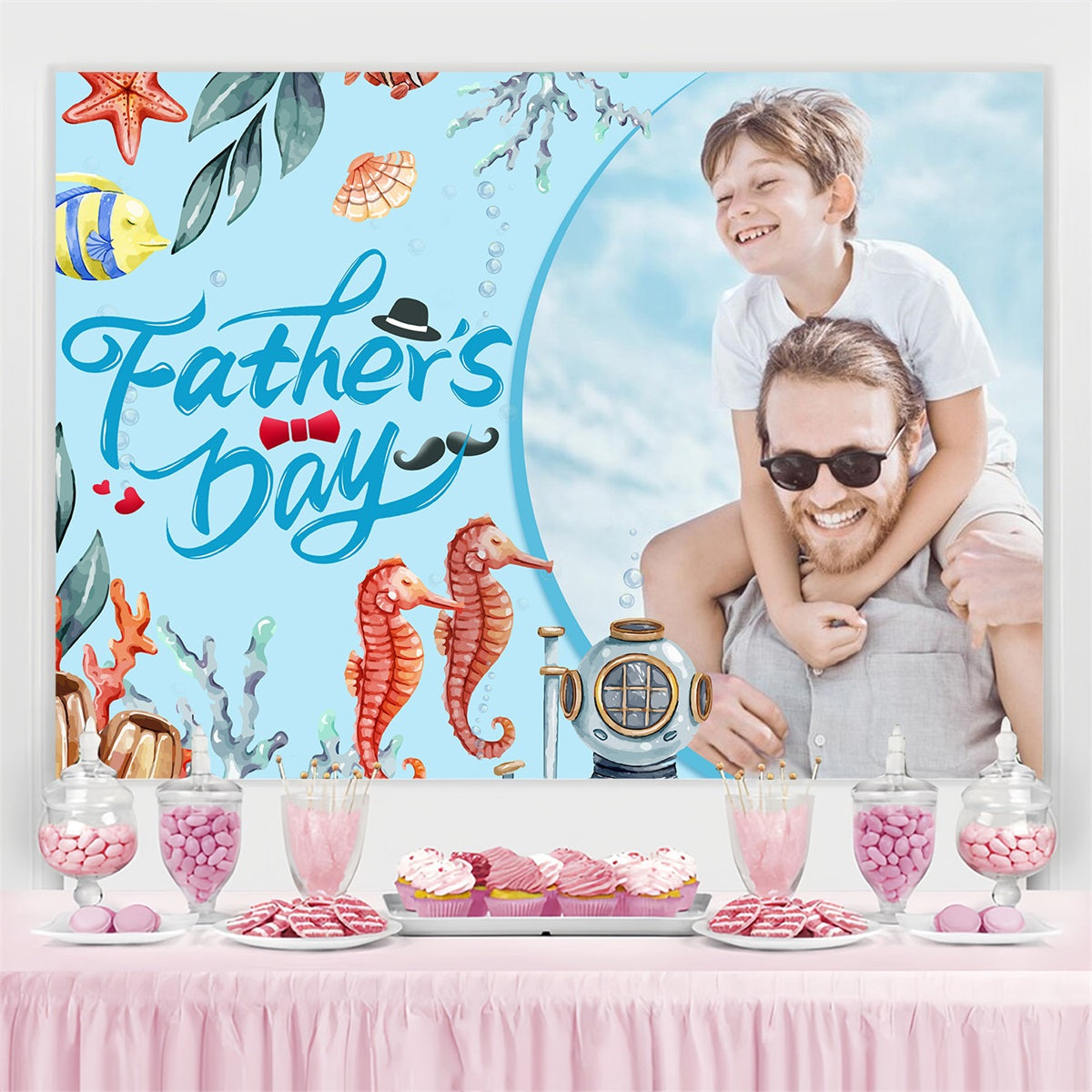 Father's Day Backdrops Underwater Ocean Customized Backdrop UK LXX4-58