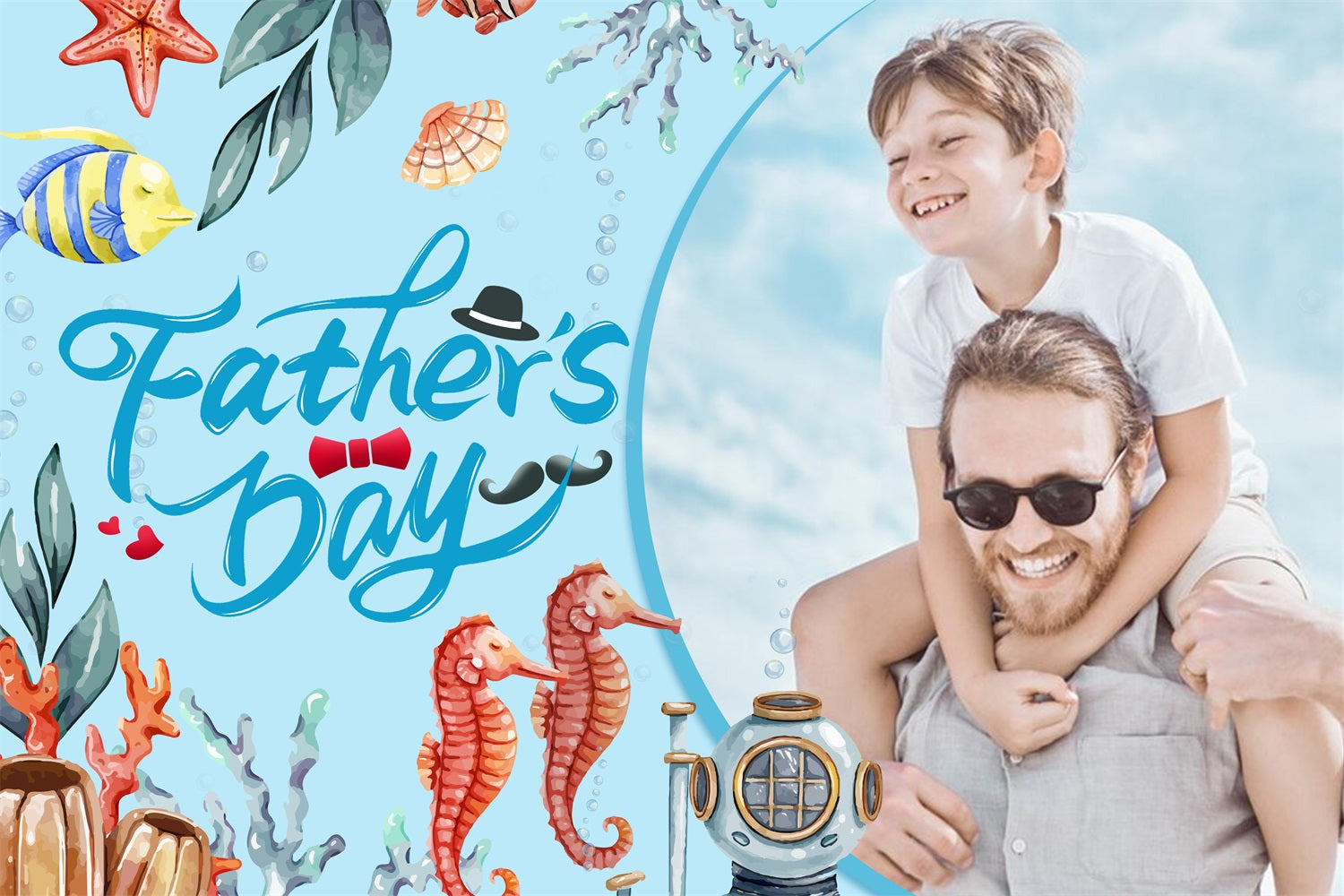 Father's Day Backdrops Underwater Ocean Customized Backdrop UK LXX4-58