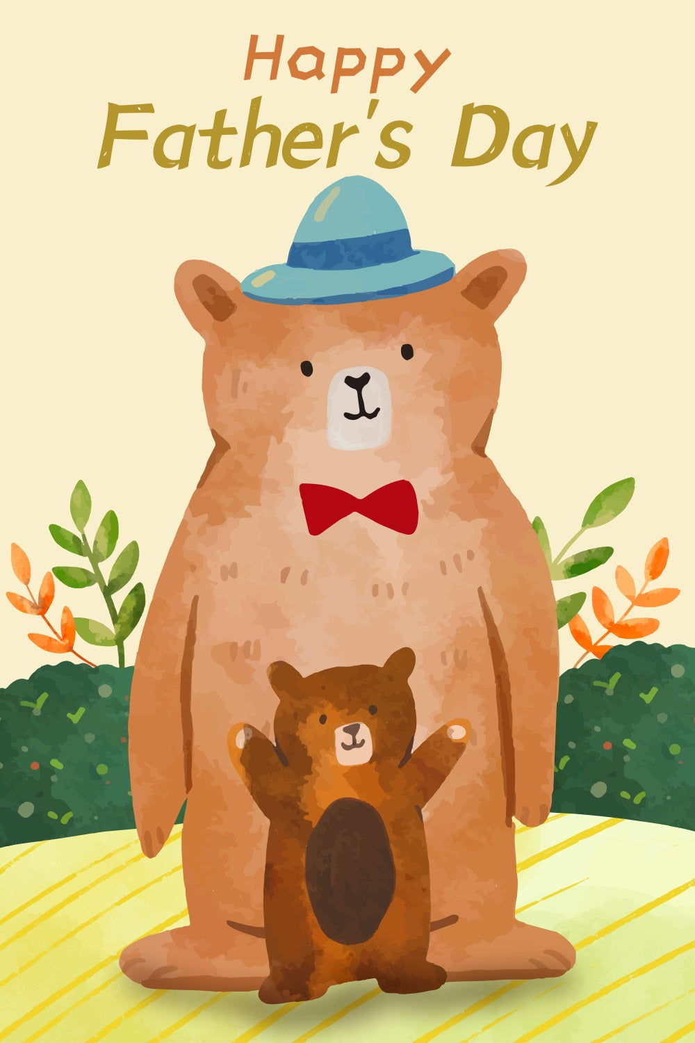 Fathers Day Backdrop Cute Brown Bears Personalized Backdrop UK LXX4-59