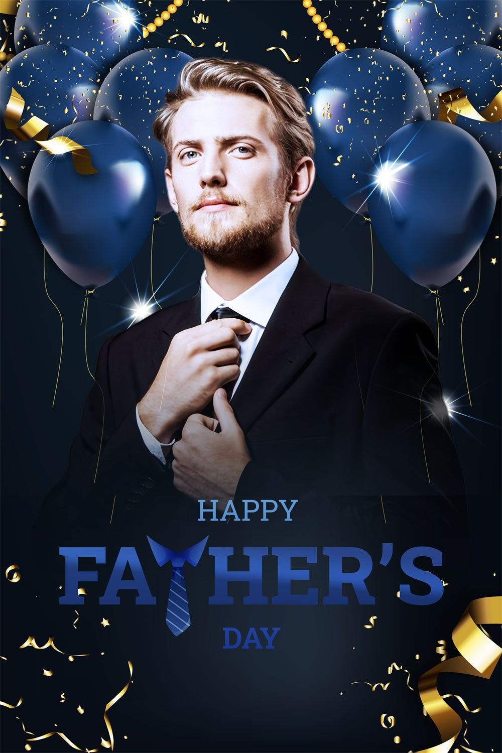 Fathers Day Photo Backdrop Blue Confetti Balloons Personalized Backdrop UK LXX4-62