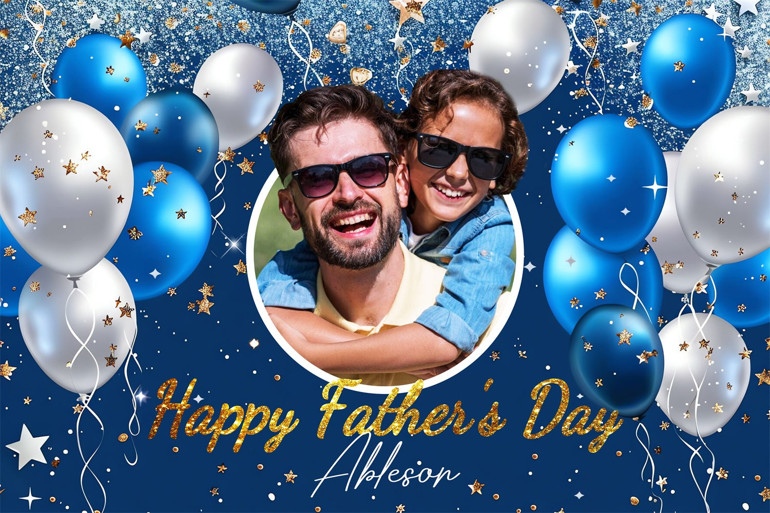 Father Day Backdrop Shiny Stars Balloons Customized Backdrop UK LXX4-63