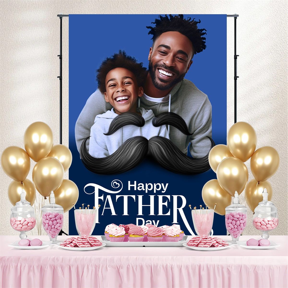 Backdrop For Fathers Day Mustache Style Personalised Backdrop UK LXX4-68
