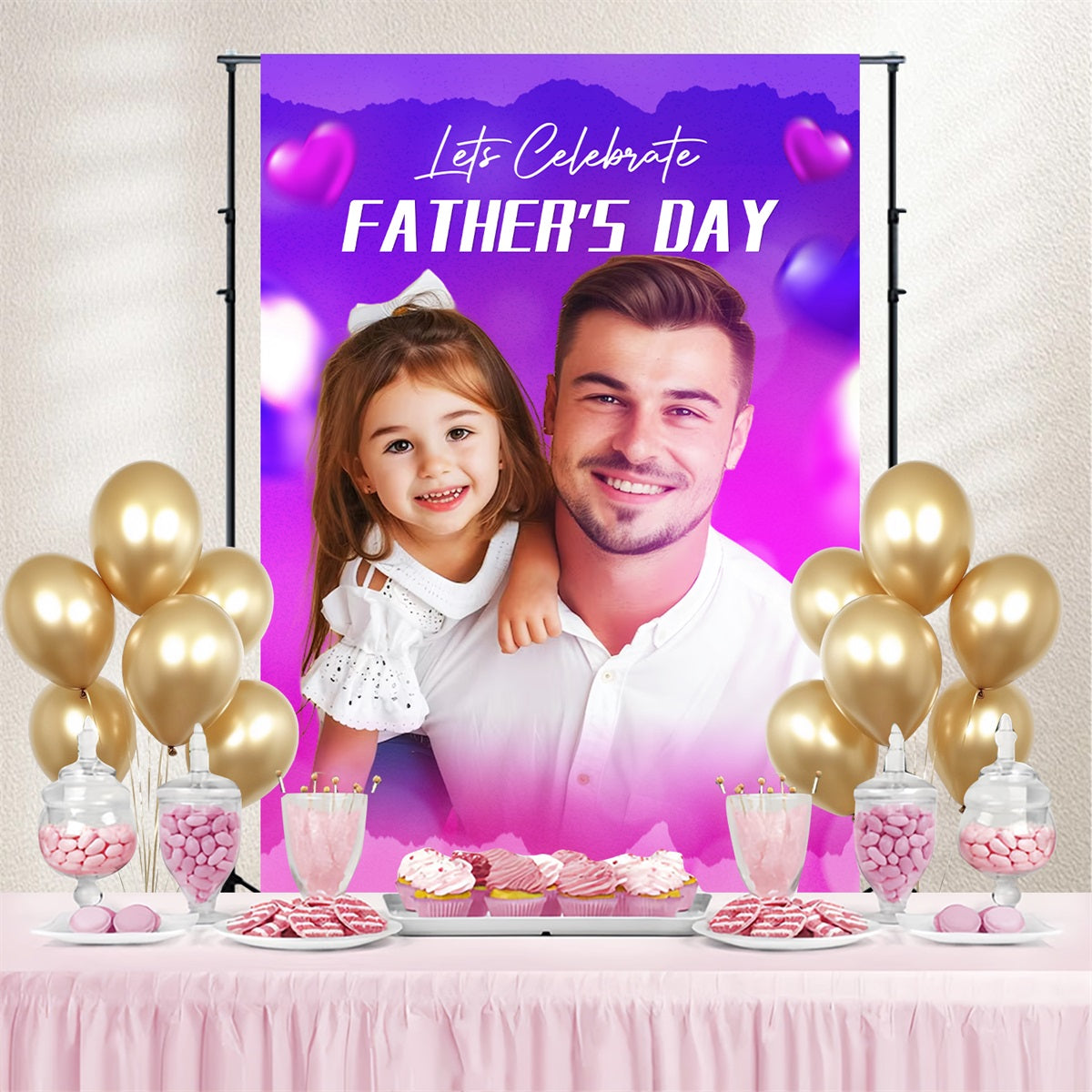 Backdrops For Father's Day Purple Heart Glow Customized Backdrop UK LXX4-70