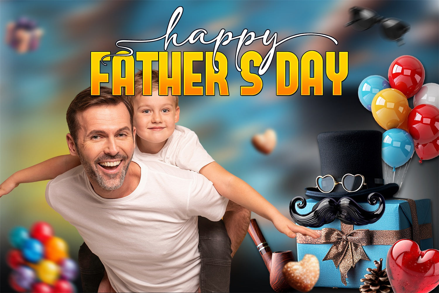 Father's Day Backdrop Ideas Colorful Balloons Gift Personalised Backdrop UK LXX4-71