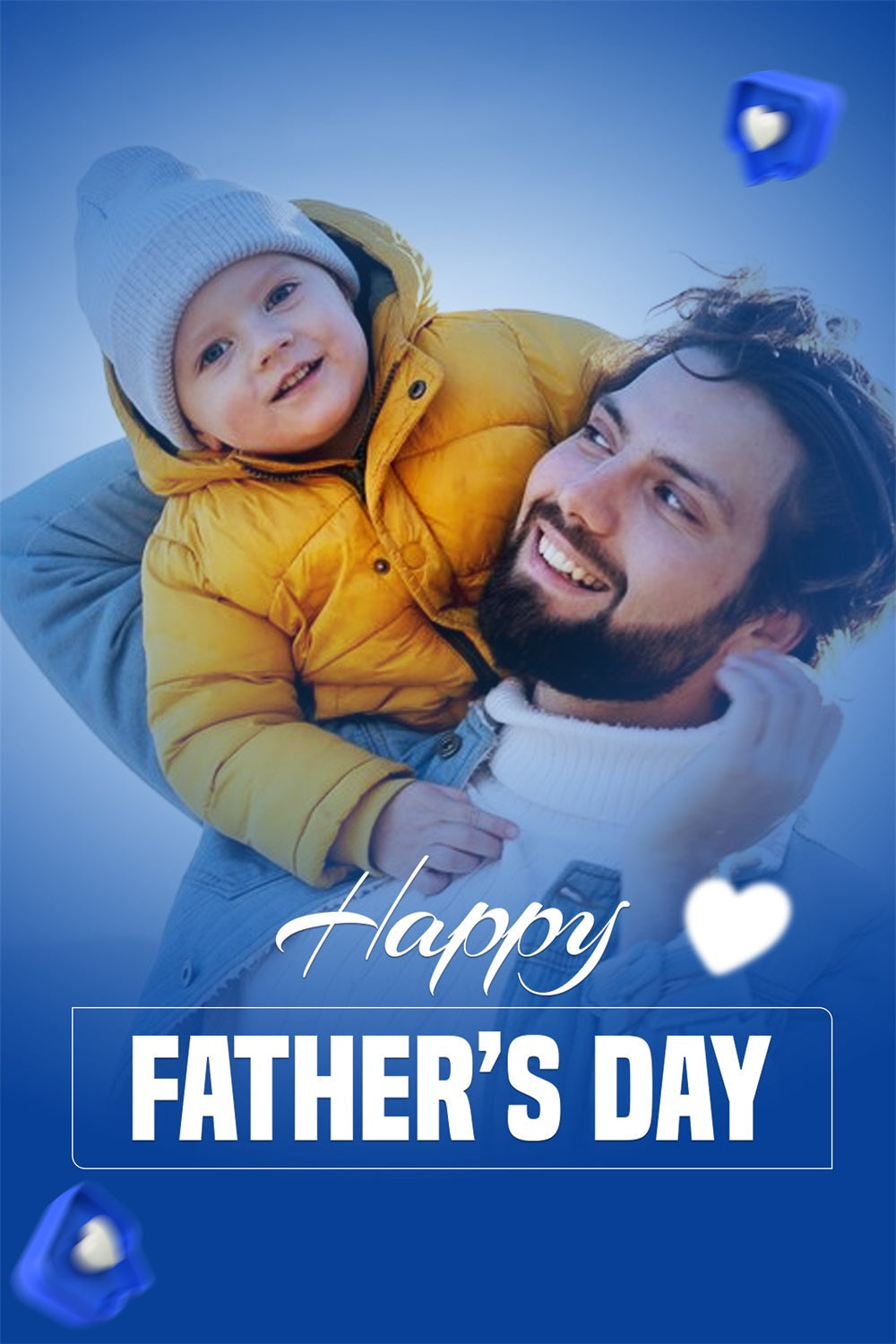 Fathers Day Backdrop Ideas Blue Tone Heart Customized Backdrop UK LXX4-74