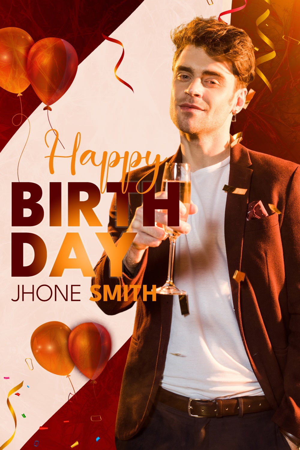 Customized Backdrop For Birthday Bold Red Party Vibes Backdrop UK LXX4-8