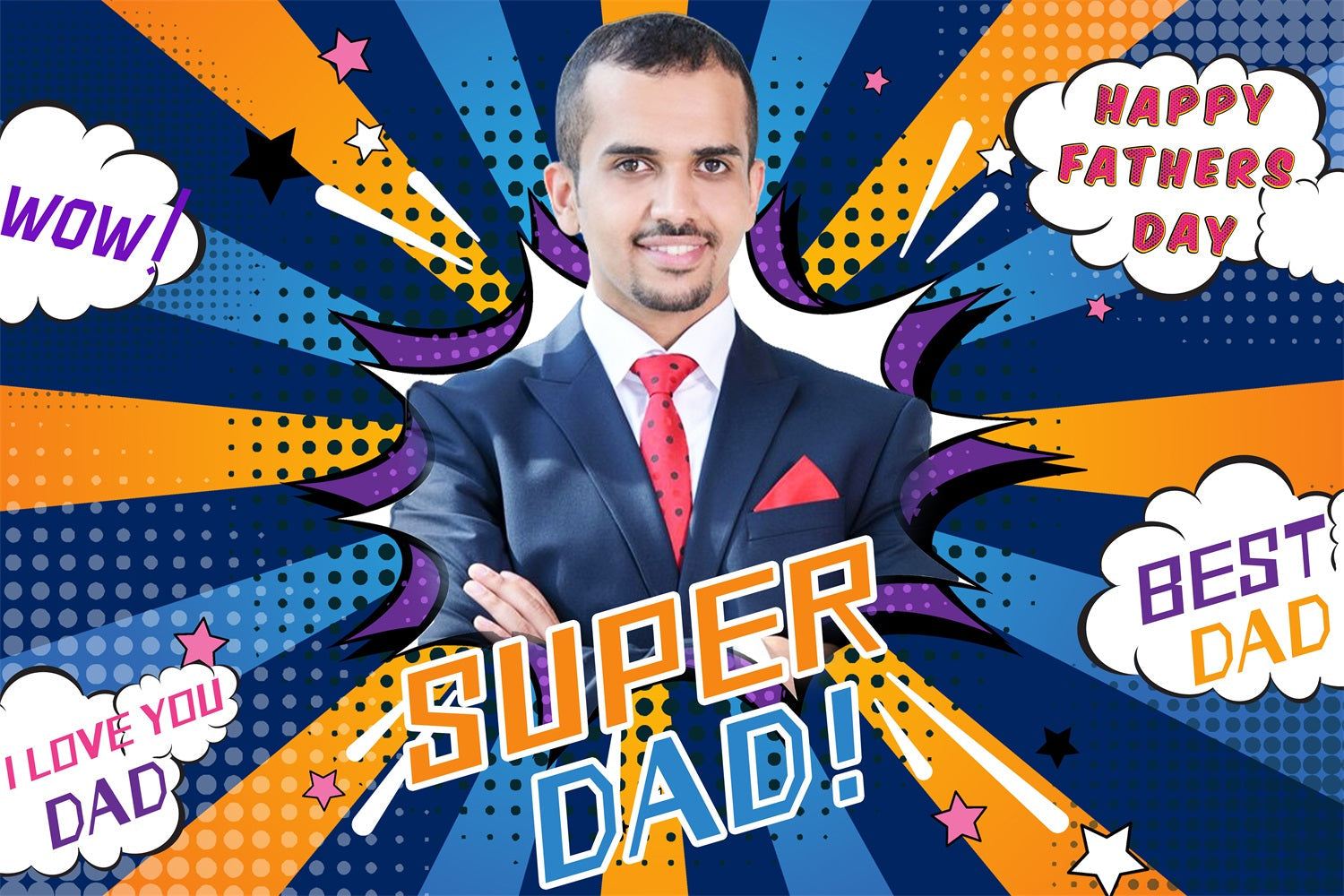 Father's Day Photo Backdrop Super Hero Explosion Personalized Backdrop UK LXX4-81