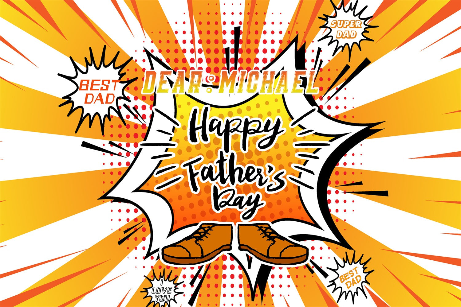 Happy Father's Day Backdrop Pop Art Explosion Customized Backdrop UK LXX4-82