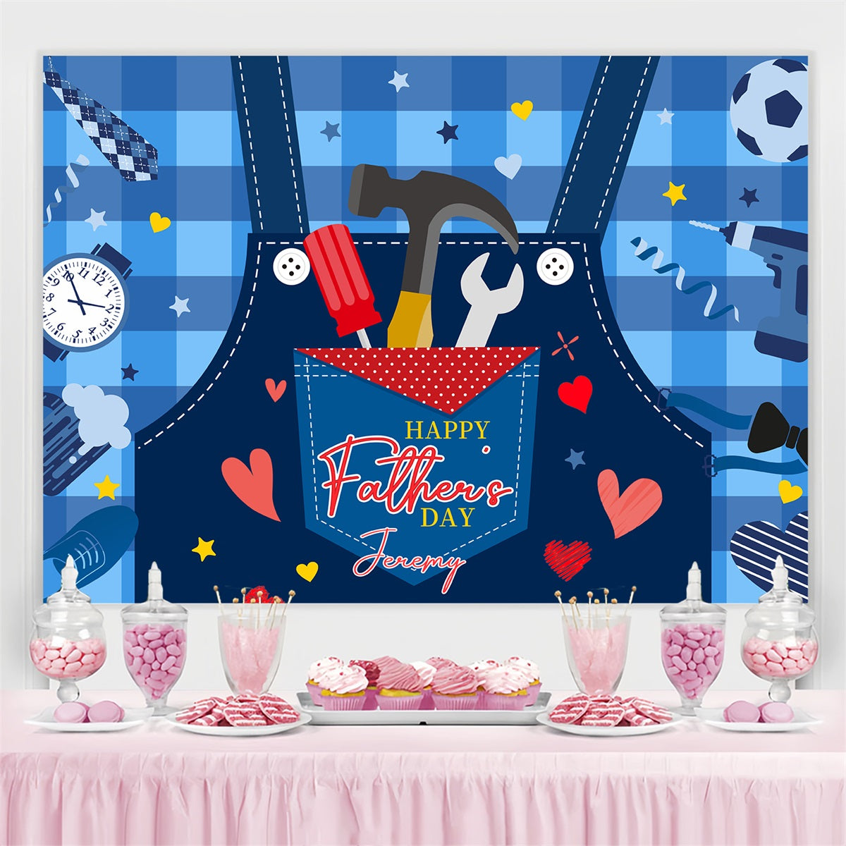 Backdrop For Father's Day Cartoon Tools Hearts Custom Backdrop UK LXX4-87