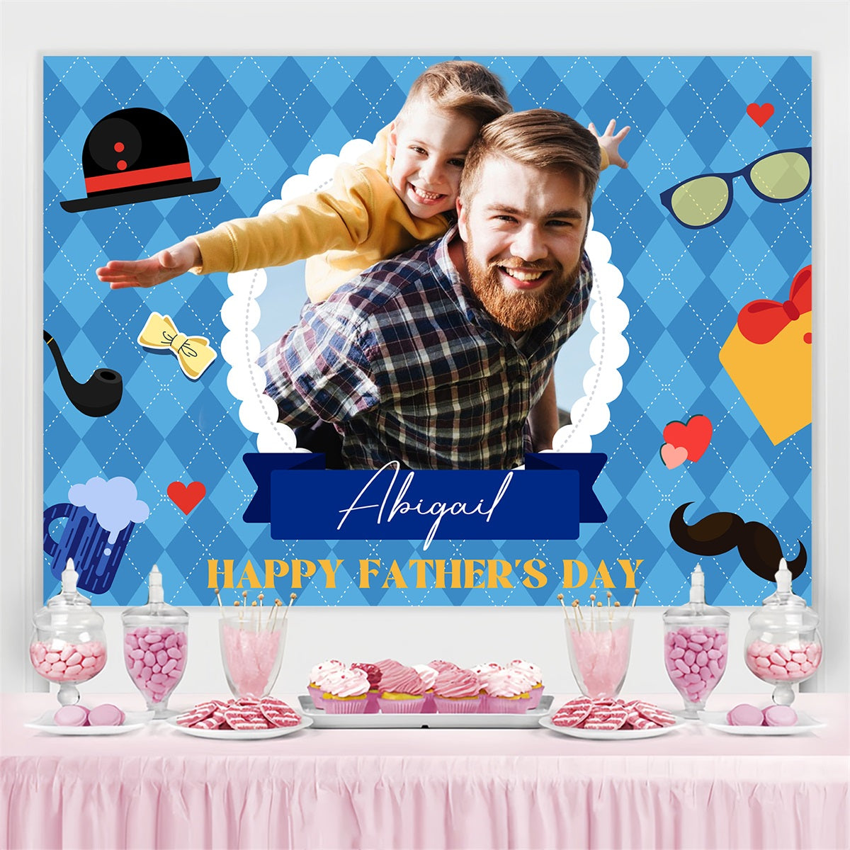 Fathers Day Photo Backdrop Ideas Cartoon Gift Personalized Backdrop UK LXX4-88
