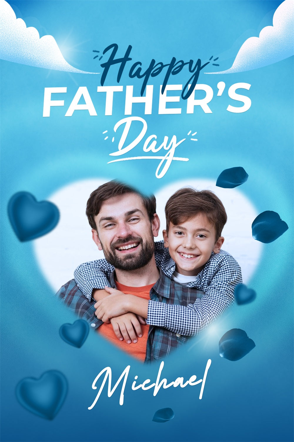 Backdrop For Fathers Day Blue Sky Hearts Petals Customized Backdrop UK LXX4-89