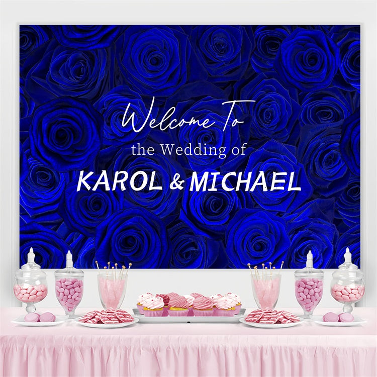 Customized Wedding Backdrop Luxurious Blue Rose Backdrop UK LXX4-93
