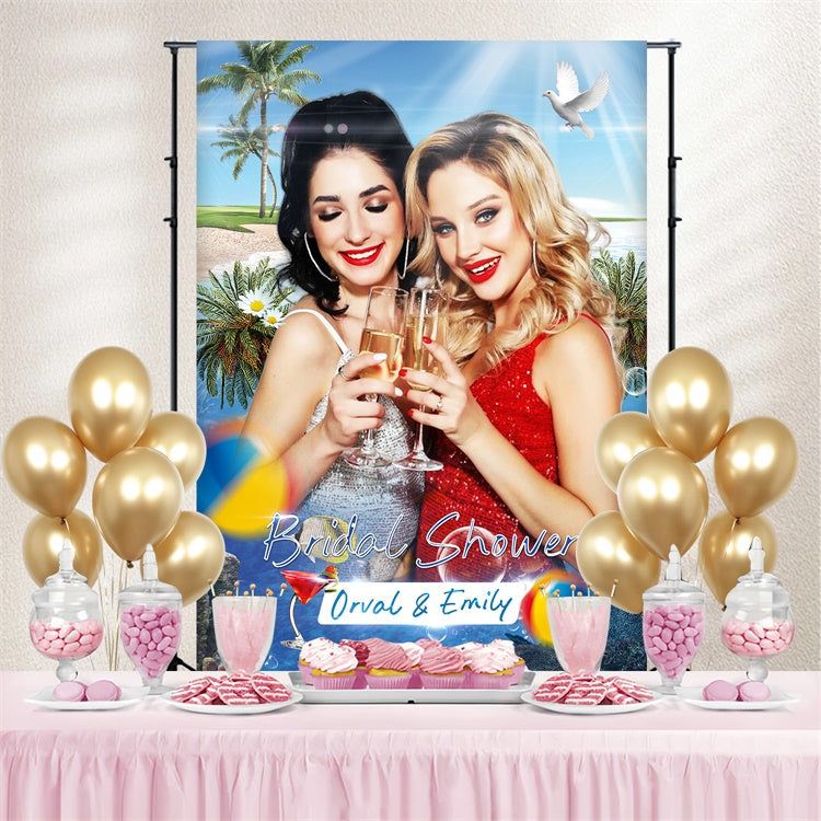 Bridal Shower Backdrop Ideas Tropical Beach Custom Backdrop UK LXX4-94