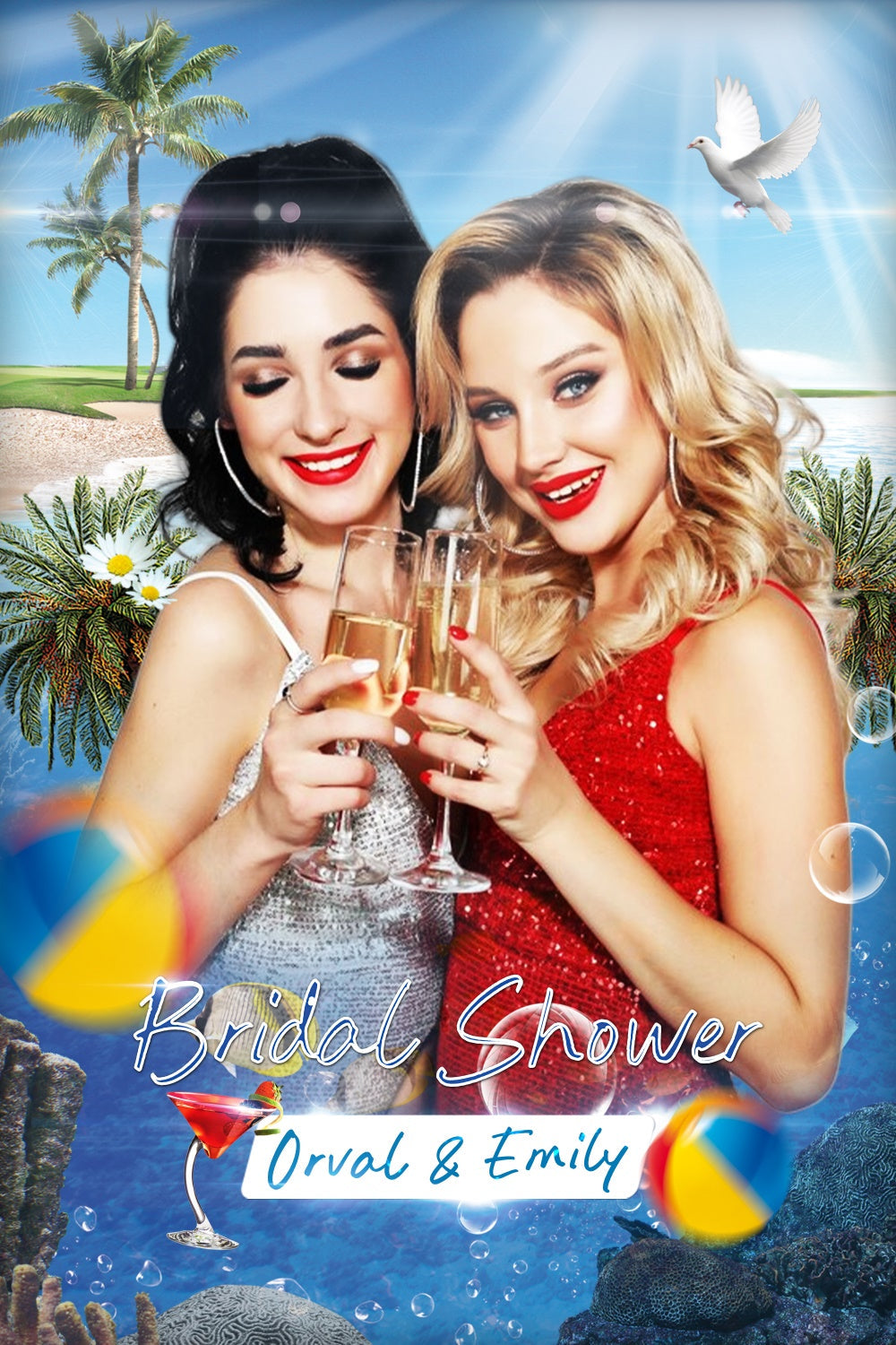 Bridal Shower Backdrop Ideas Tropical Beach Custom Backdrop UK LXX4-94