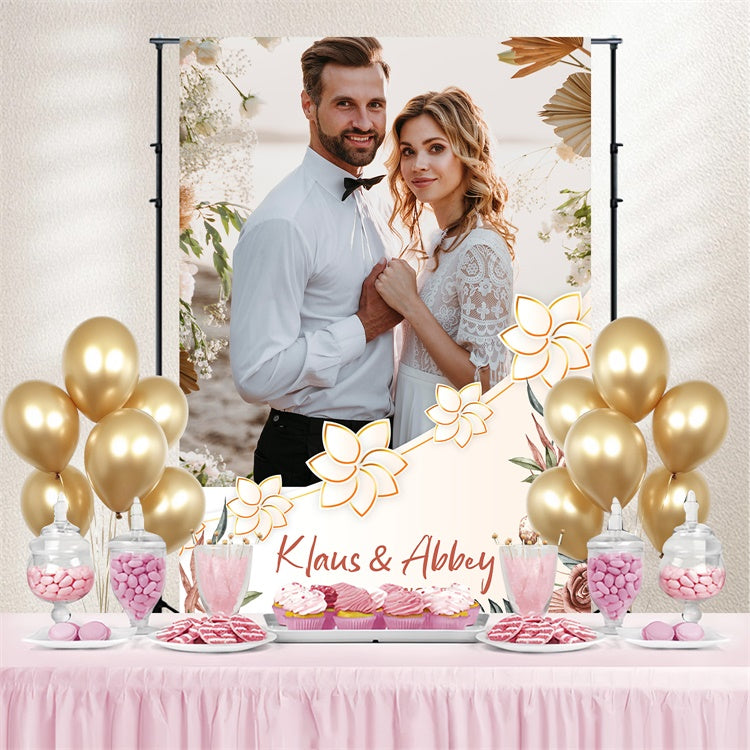 Custom Wedding Photo Backdrop Coastal Romance Floral Backdrop UK LXX4-98