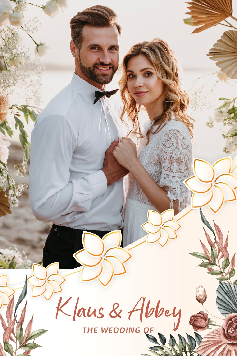 Custom Wedding Photo Backdrop Coastal Romance Floral Backdrop UK LXX4-98