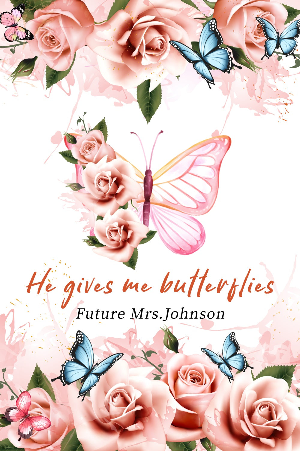 Custom Wedding Backdrop Dreamy Butterflies Rose Backdrop UK LXX4-99