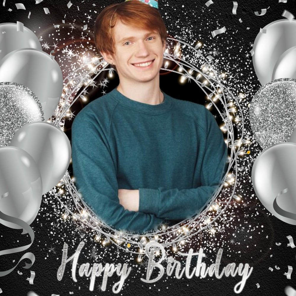 Birthday Party Backdrop Glitter Silver Balloon Customized Backdrop UK LXX5-100