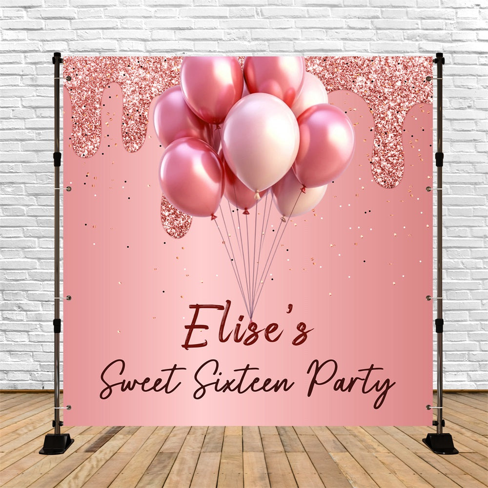 Personalized Birthday Backdrops Pink Sweet Sixteen Backdrop UK LXX5-103