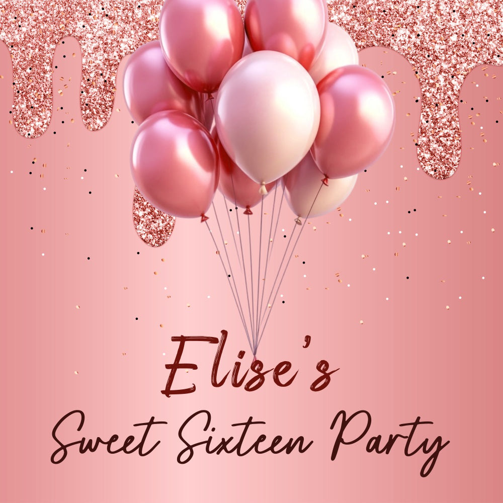 Personalized Birthday Backdrops Pink Sweet Sixteen Backdrop UK LXX5-103