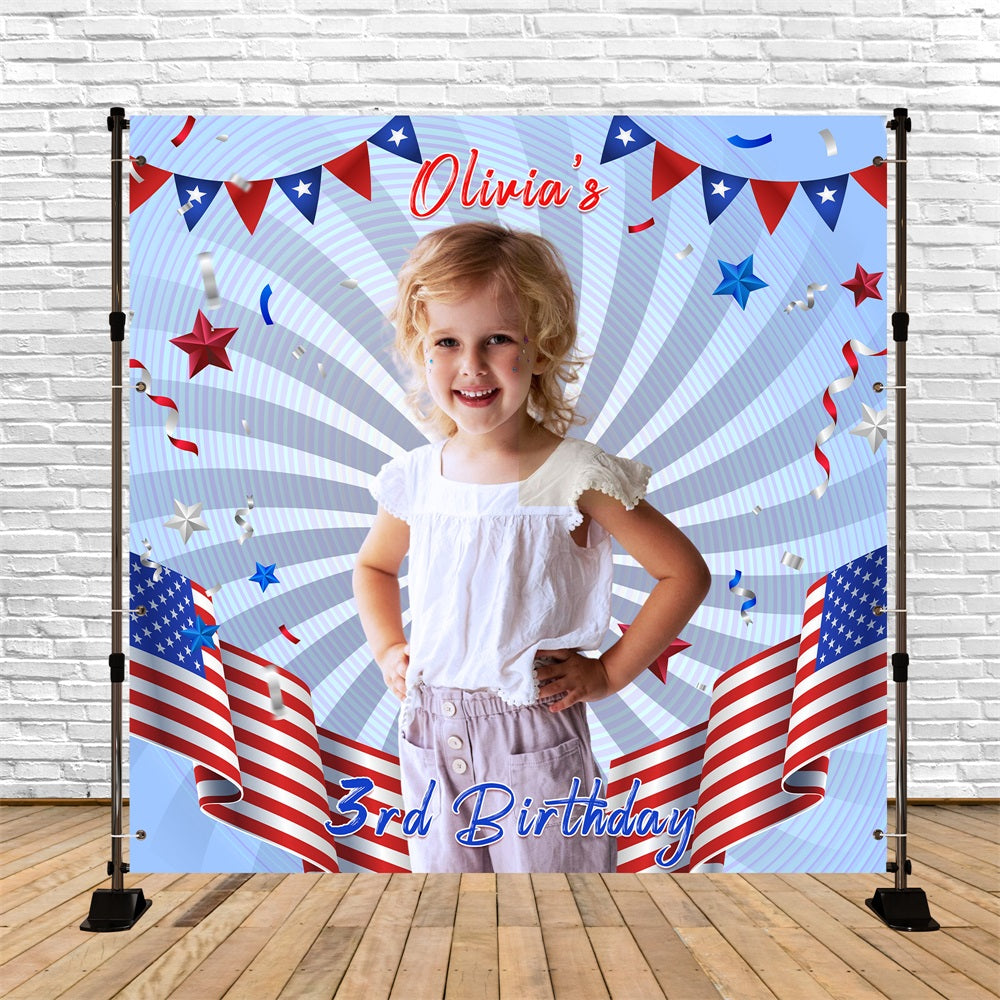 Birthday Photoshoot Backdrop Star Spangled Third Personalized Backdrop UK LXX5-108