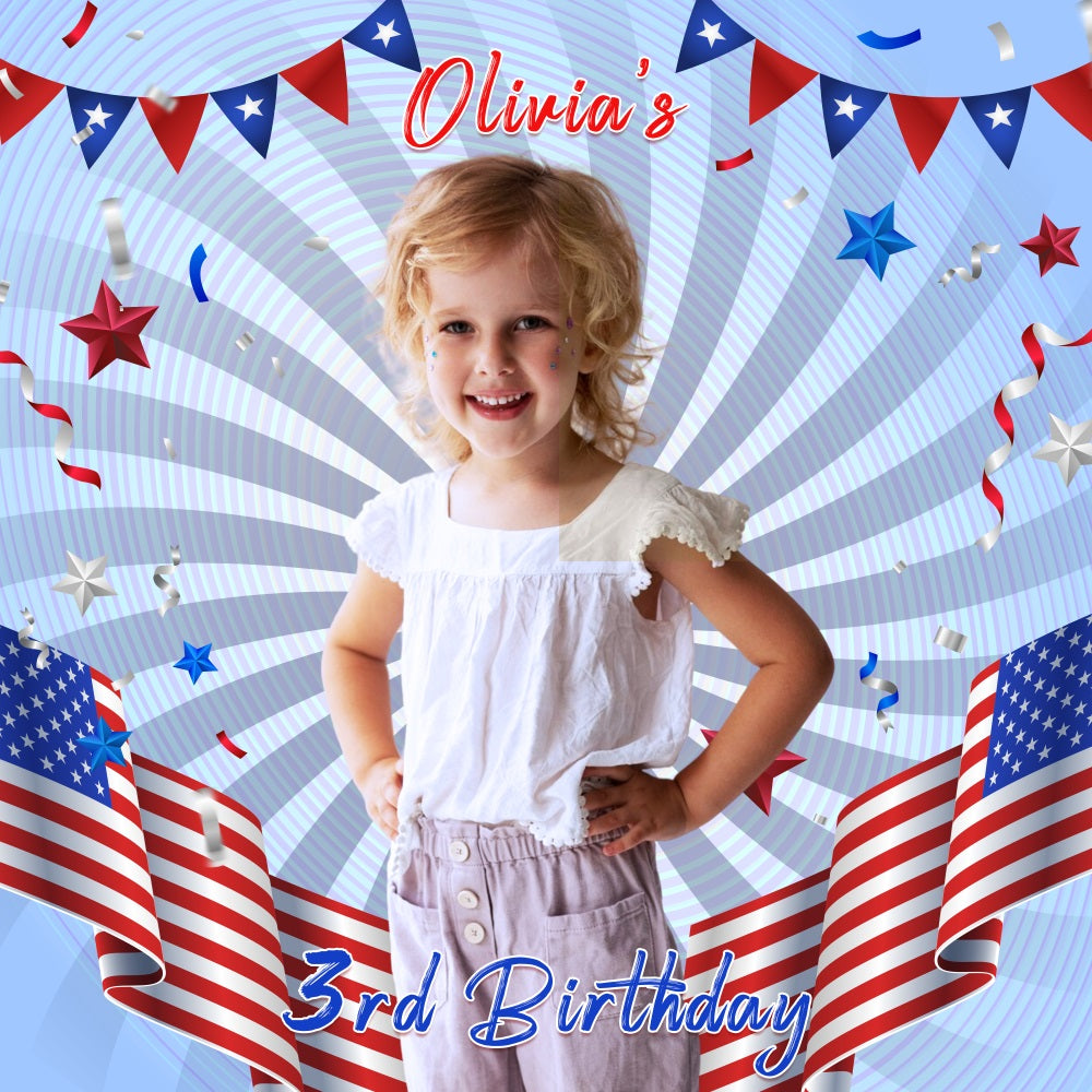 Birthday Photoshoot Backdrop Star Spangled Third Personalized Backdrop UK LXX5-108
