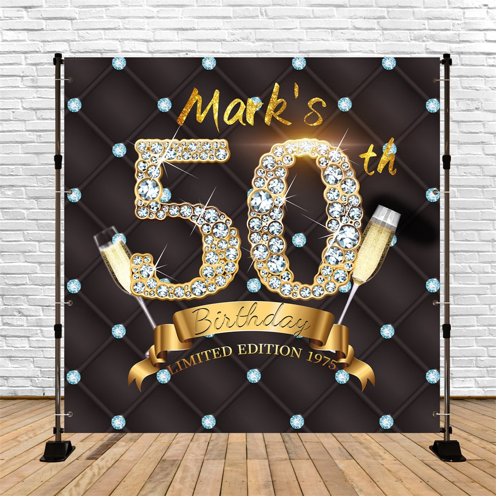 50th Birthday Photo Backdrop Diamond Bash Customized Backdrop UK LXX5-109