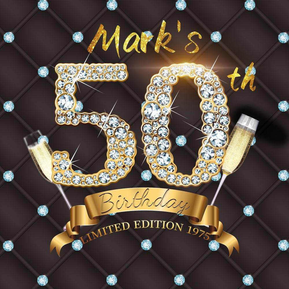 50th Birthday Photo Backdrop Diamond Bash Customized Backdrop UK LXX5-109