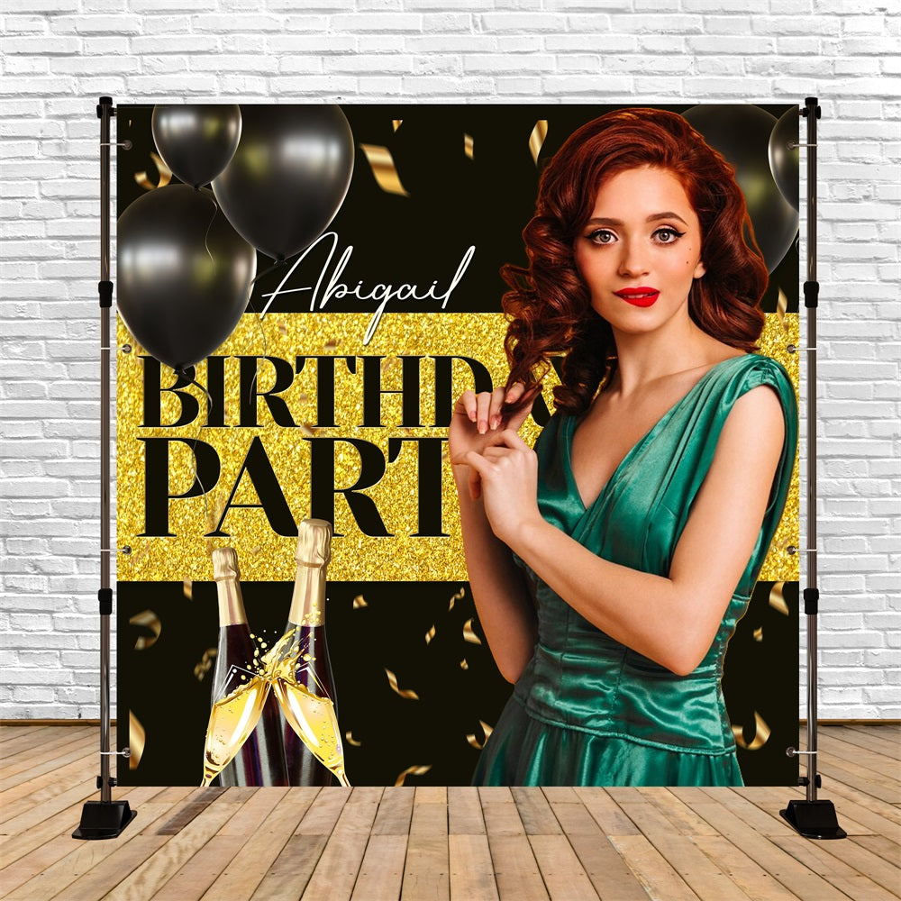 Customized Birthday Backdrop Champagne Toast Ballloon Backdrop UK LXX5-113
