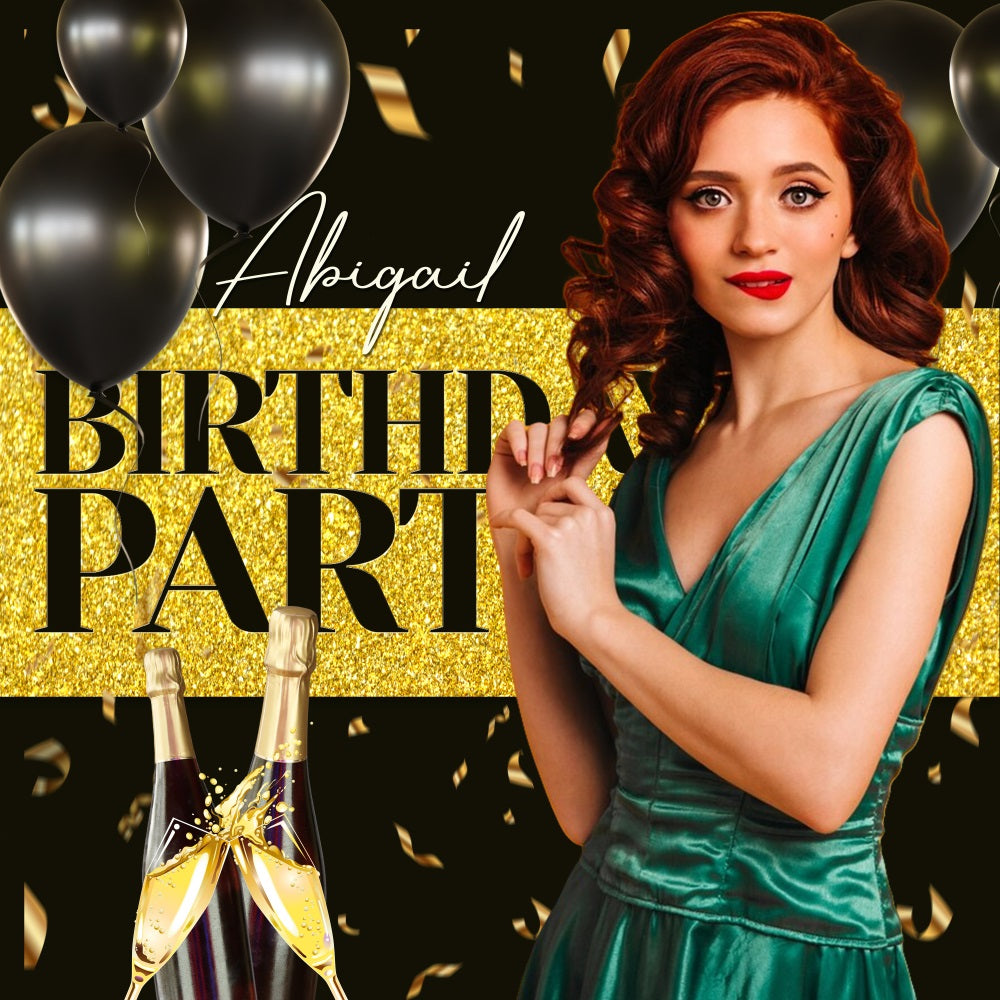 Customized Birthday Backdrop Champagne Toast Ballloon Backdrop UK LXX5-113