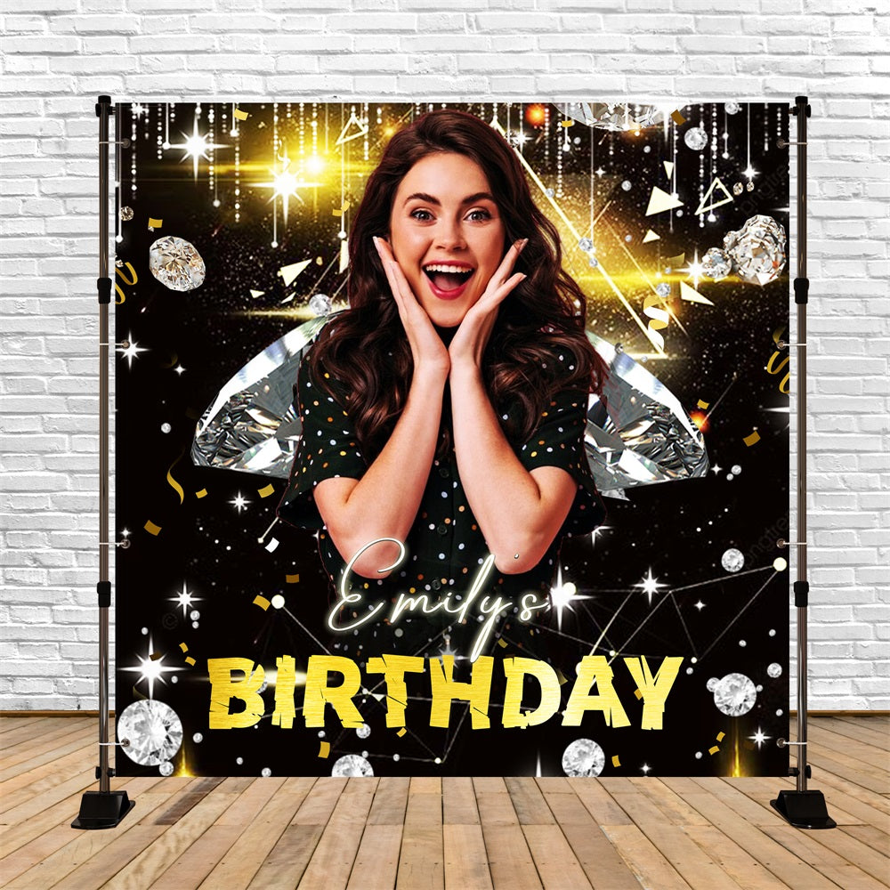 Backdrop Ideas For Birthday Dazzling Diamond Party Customized Backdrop UK LXX5-117