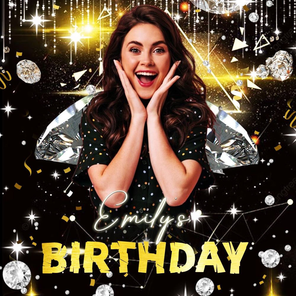 Backdrop Ideas For Birthday Dazzling Diamond Party Customized Backdrop UK LXX5-117