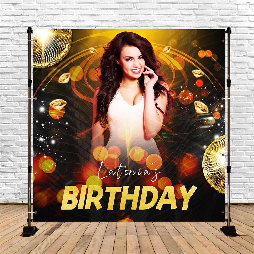 Custom Backdrop For Birthday Party Golden Glow Backdrop UK LXX5-118