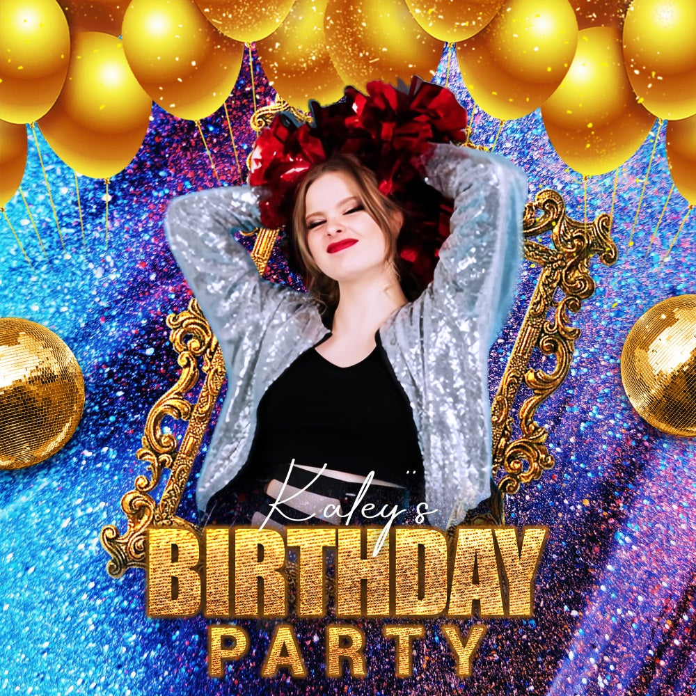 Birthday Backdrop Ideas Glitter Balloon Frame Custom Backdrop UK LXX5-119