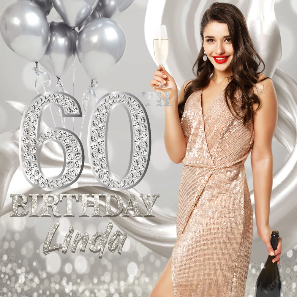 60th Birthday Backdrop Ideas Silver Diamond Customized Backdrop UK LXX5-122