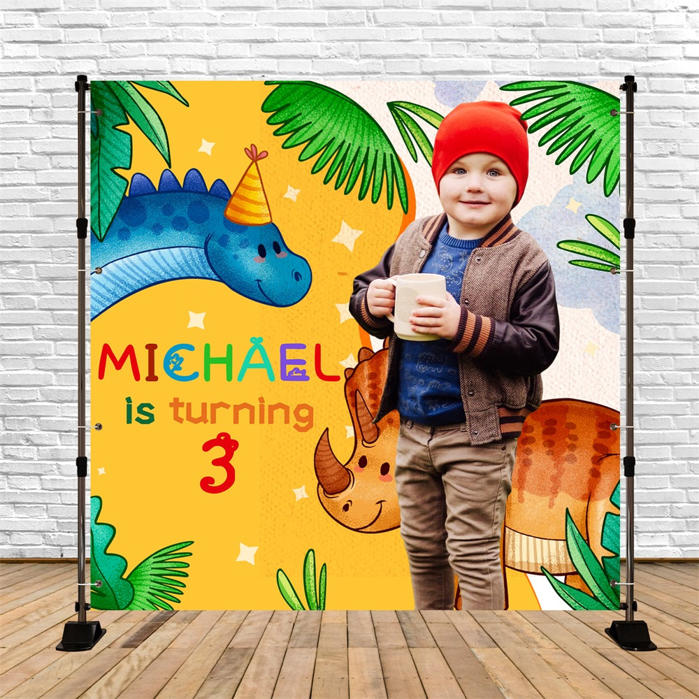 Custom Birthday Backdrop Dino Jungle 3rd Backdrop UK LXX5-125