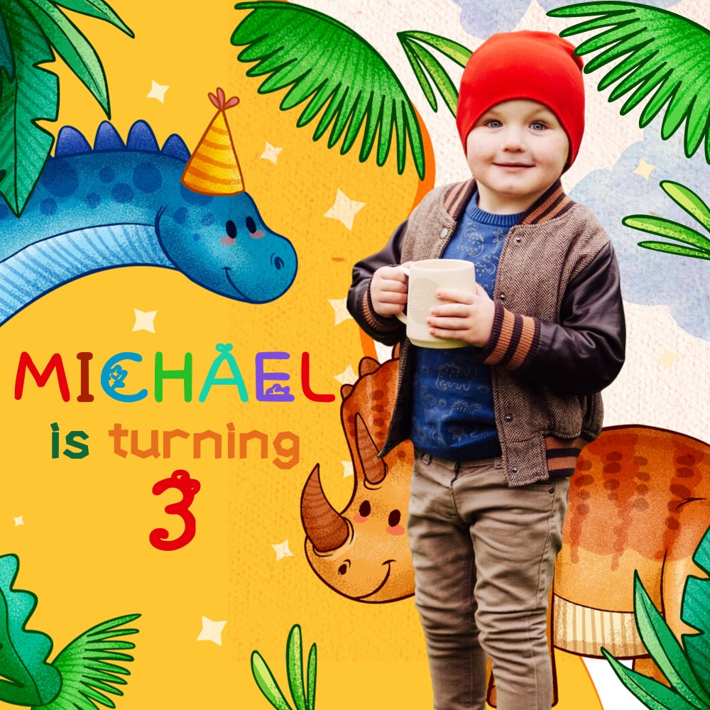 Custom Birthday Backdrop Dino Jungle 3rd Backdrop UK LXX5-125