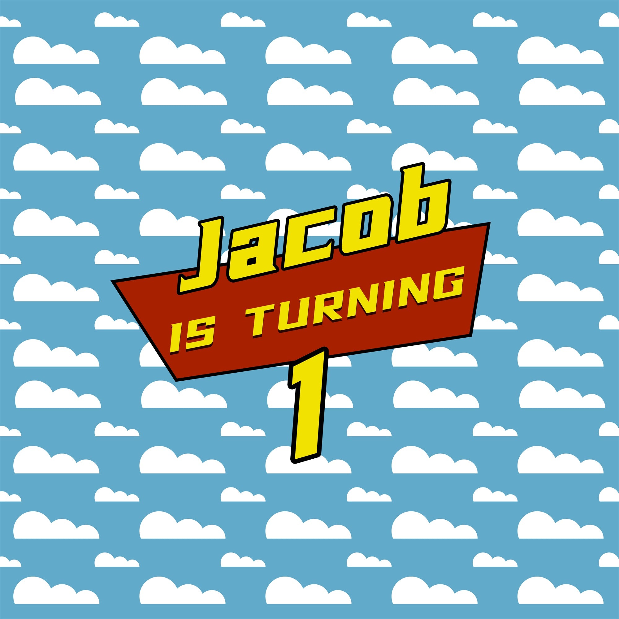 First Birthday Backdrop Blue Sky Clouds Personalised Backdrop UK LXX5-127