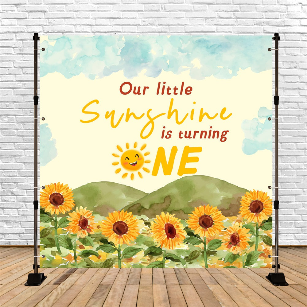 1st Birthday Backdrop Sunny Fields Sunflower Personalized Backdrop UK LXX5-129